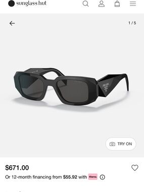 Prada Black Faceted Geometric Sunglasses